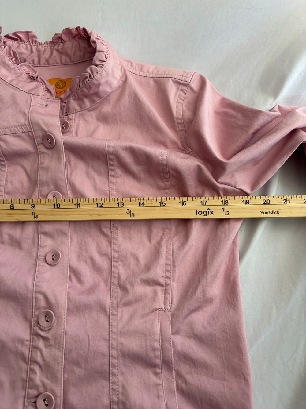 Ruby Rd. Light Pink Ruffle-Trim Jean Jacket size 10 - Picture 4 of 6